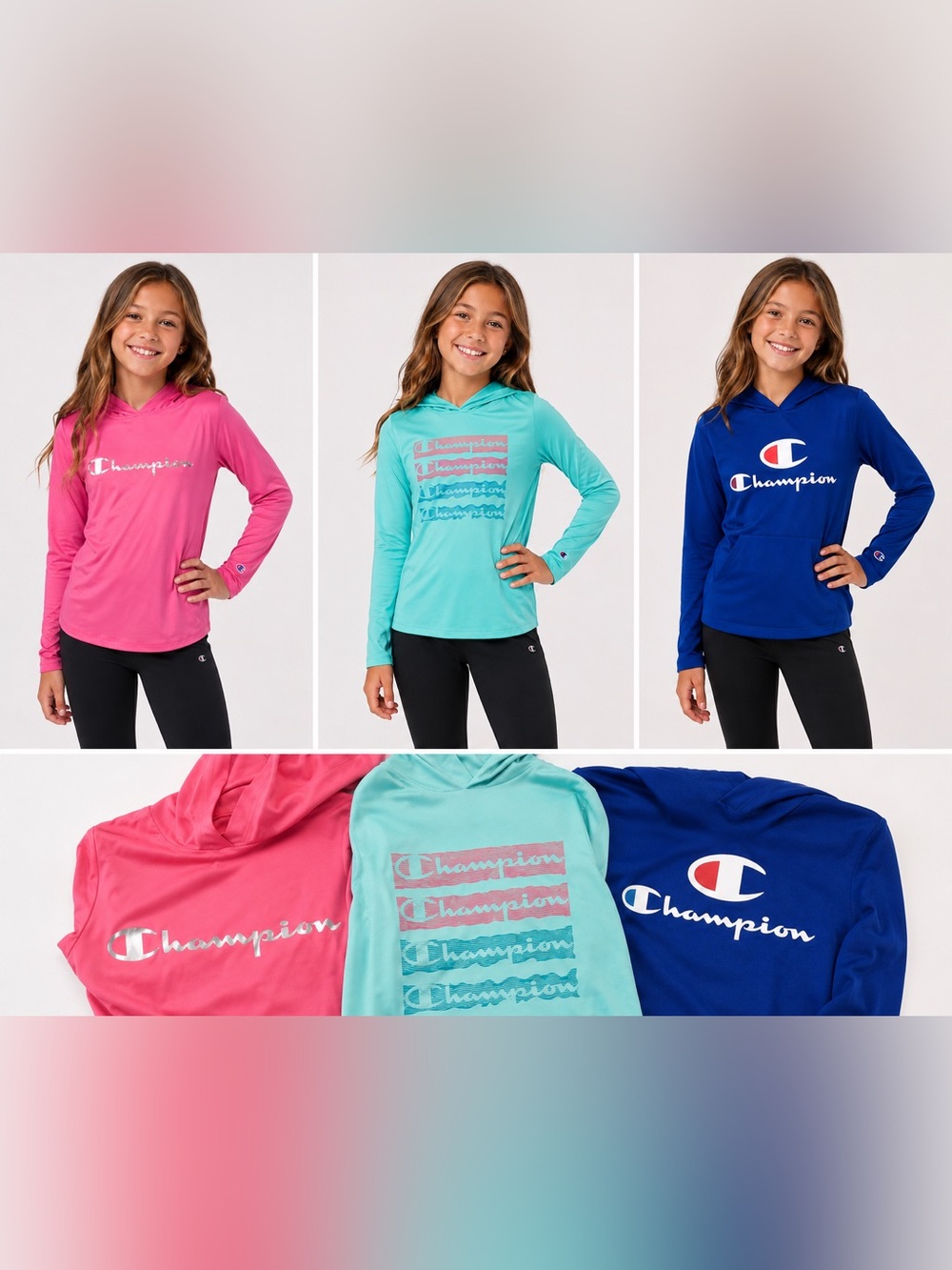 Champion Girls Long Sleeve Hooded Performance Tops – Set of 3 | NWOT